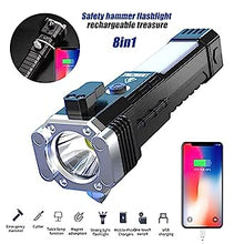 Portable 3w Rechargeable Torch LED Flashlight Long Distance Beam Range, Hammer and Strong Magnets, Window Glass and Seat Belt Cutter 4 Modes for Car Camping Hiking Indoor Outdoor - Goyaldeal.com
